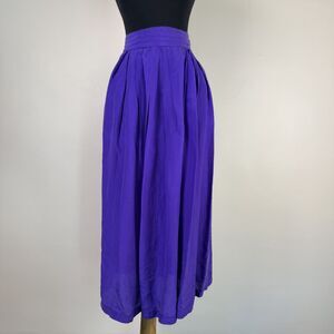 Vintage 100% Silk Purple Pleated Midi Skirt | Debbie Shuchat NOW